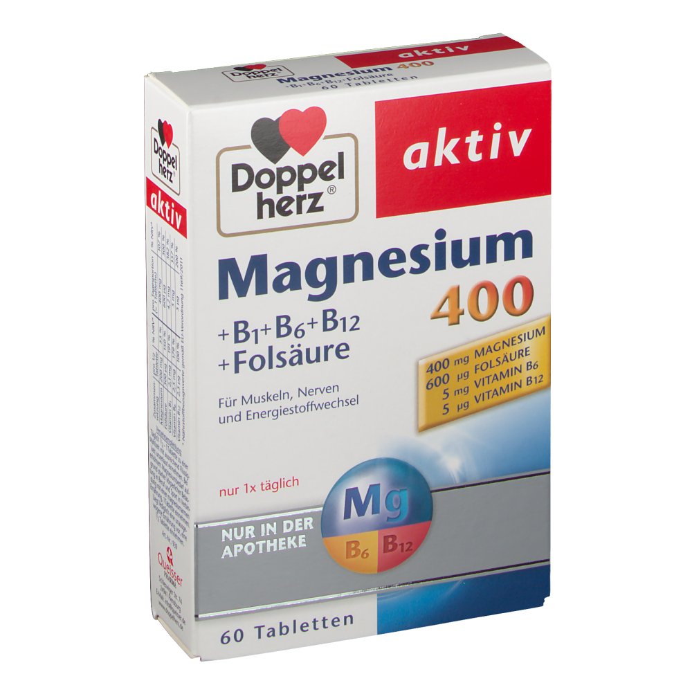 Doppelherz® Aktiv Magnesium 400 + B1 + B6 + B12 + Folsäure - Shop ...