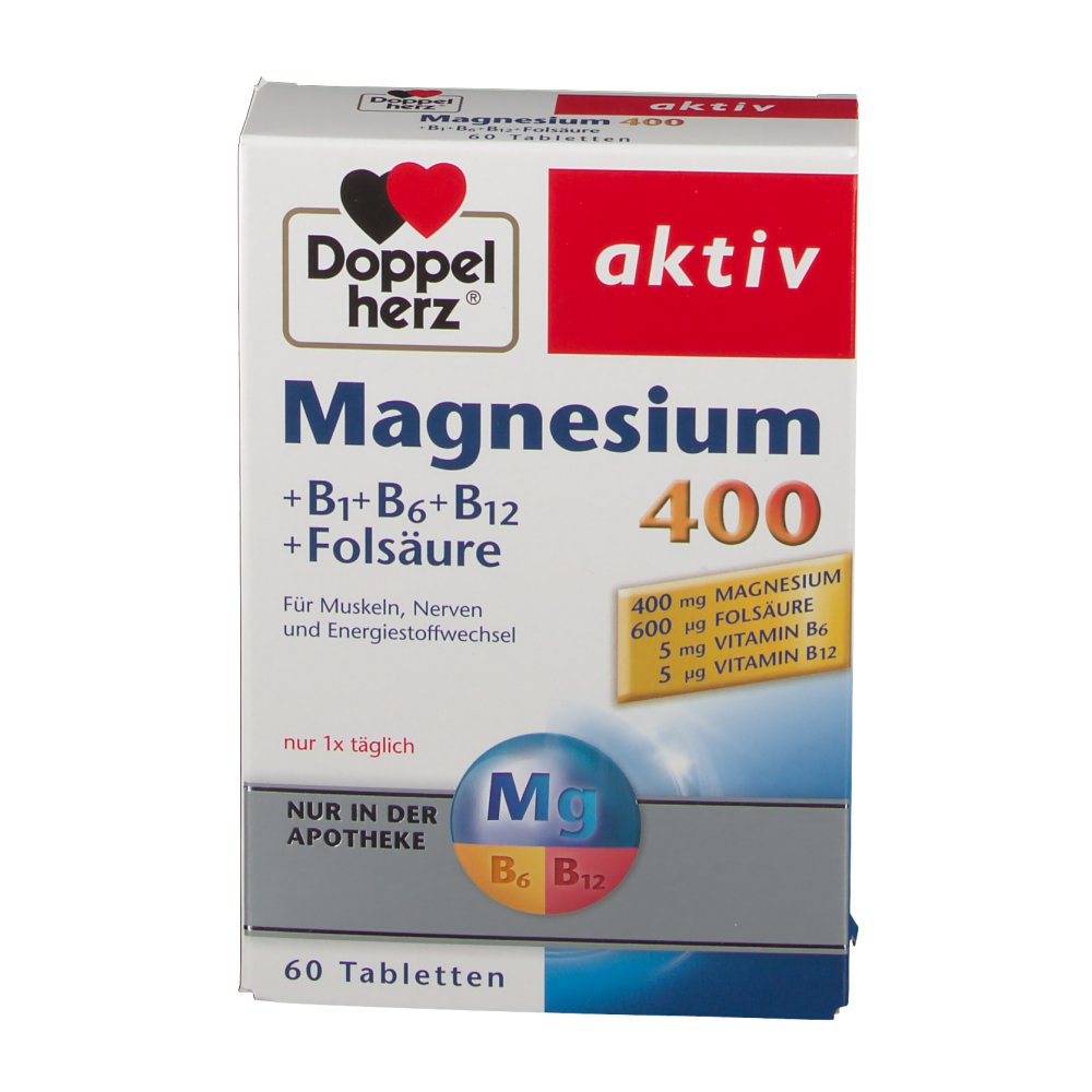 Doppelherz® Aktiv Magnesium 400 + B1 + B6 + B12 + Folsäure - Shop ...