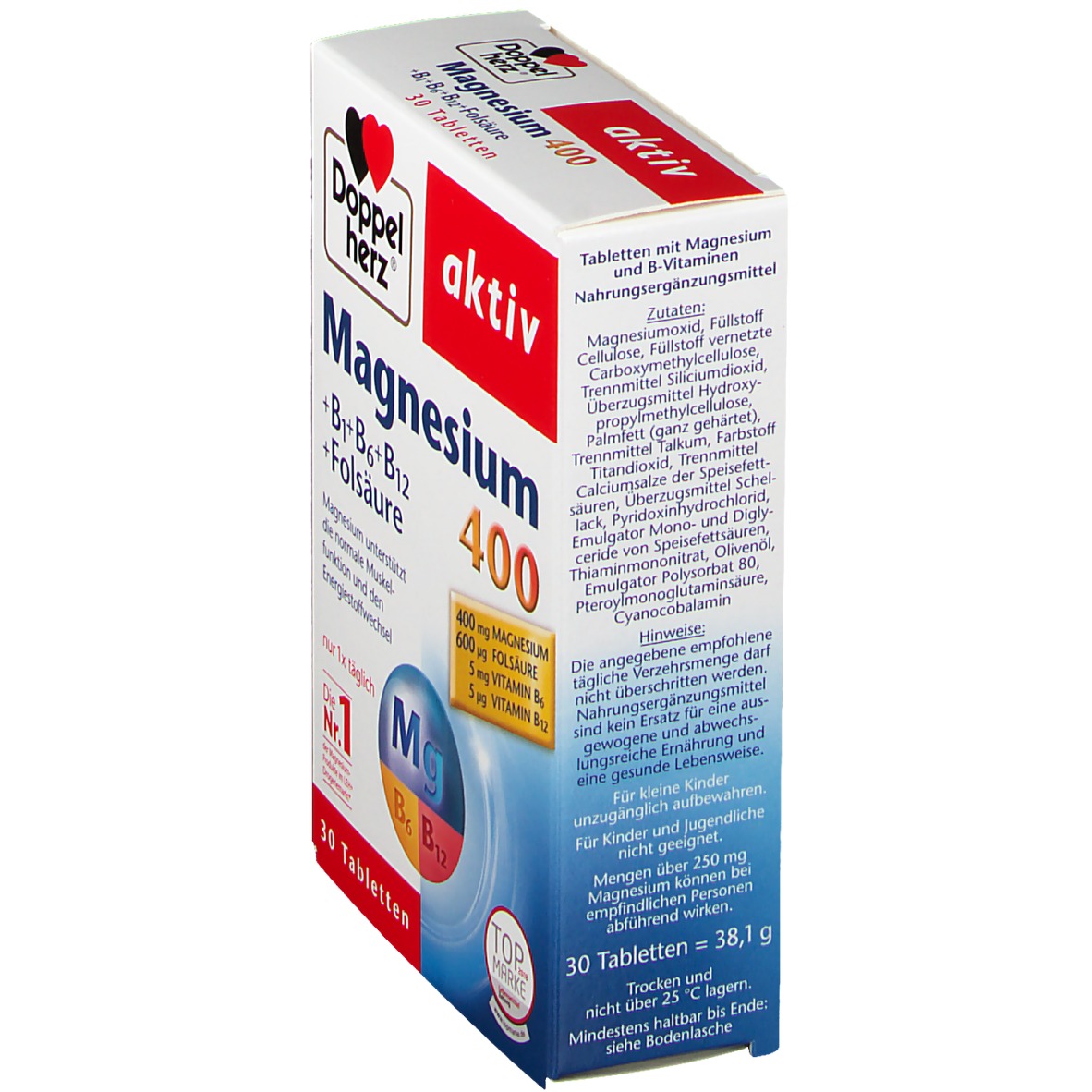 Doppelherz® Aktiv Magnesium 400 + B1 + B6 + B12 + Folsäure Tabletten ...