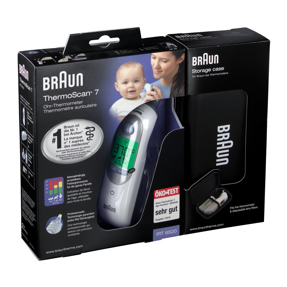 Braun Ohrthermometer Von F Auf C Umstellen Braun ThermoScan® 7 Ohrthermometer mit Etui - shop-apotheke.at