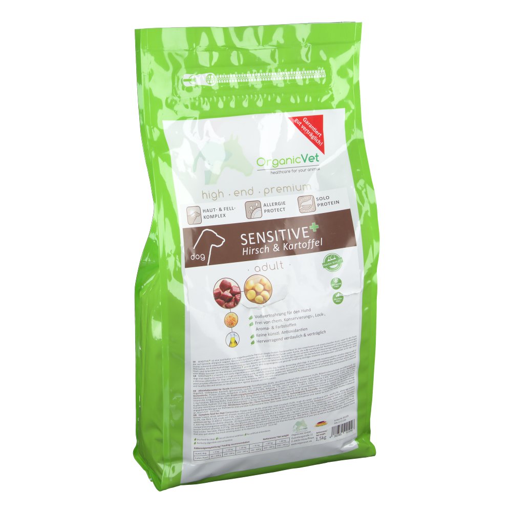 OrganicVet HUND Trockenfutter SENSITIVE + Getreidefrei Hirsch