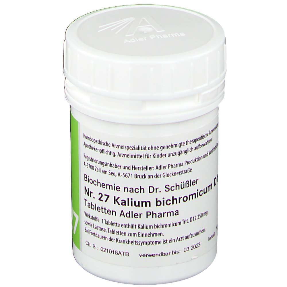 Adler Schüssler Salze Nr. 27 Kalium bichromicum D12 100 g shopapotheke.at Adler Schüssler Salze Nr. 27 Kalium bichromicum D12 100 g shopapotheke.at