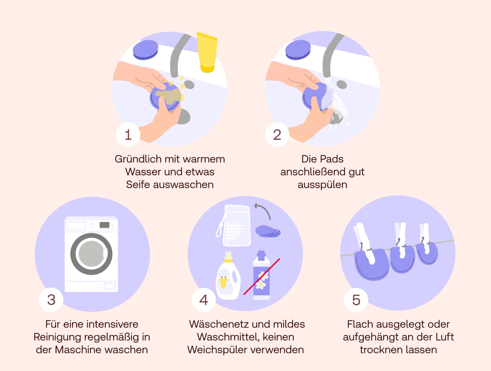 Wiederverwendbare Abschminkpads waschen