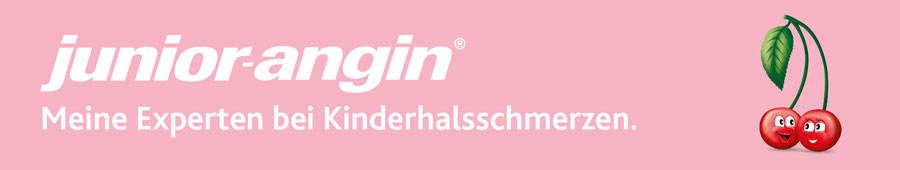 junior-angin®: Meine Experten bei Kinderhalsschmerzen. Mit Kirschmotiv.